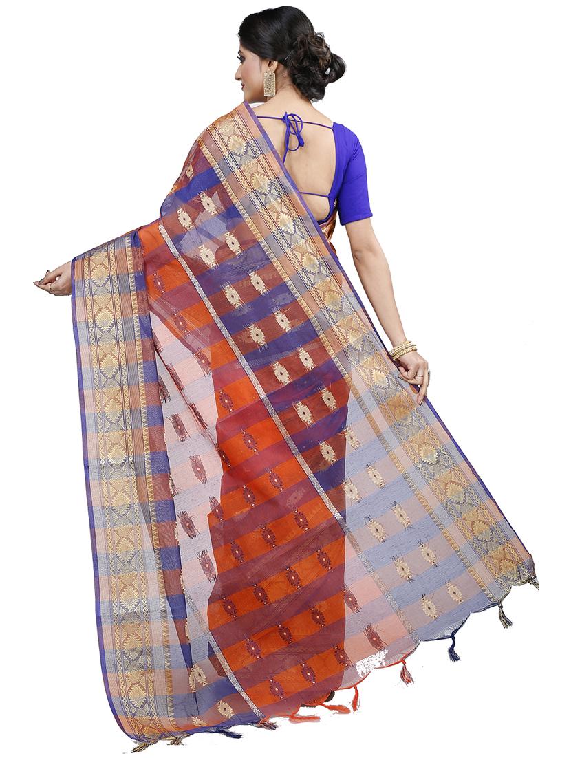 orange cotton tant saree - 22055663 - Standard Image - 1