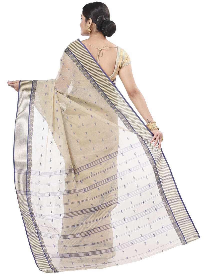 beige cotton tant saree - 22055699 - Standard Image - 1