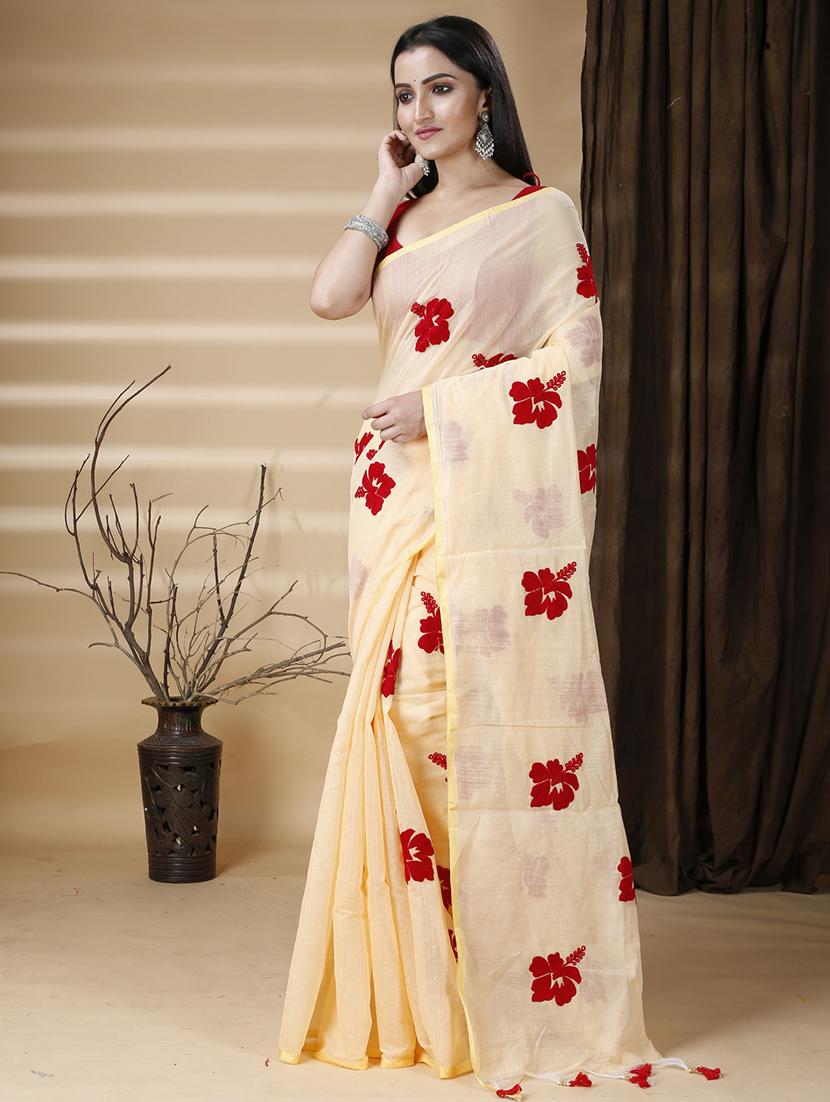 peach cotton blend printed saree - 22055724 - Standard Image - 4