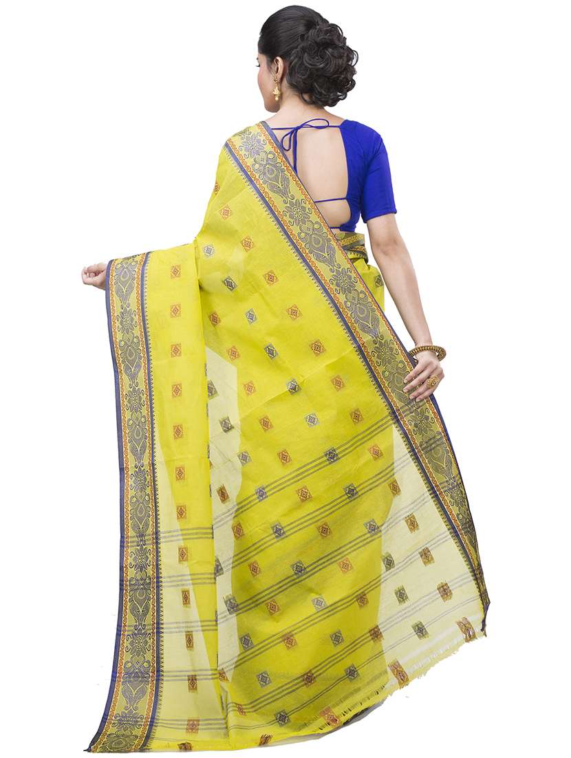 yellow cotton blend tant saree - 22055749 -  Standard Image - 1