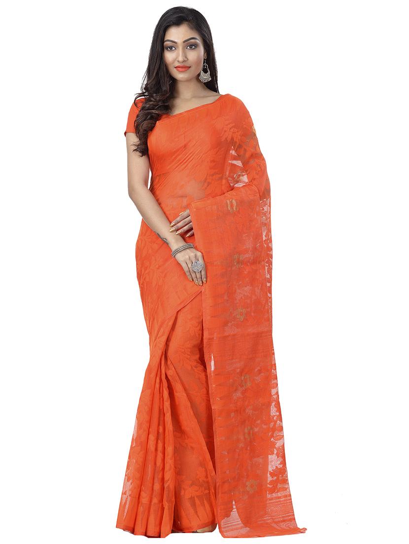 orange georgette printed saree - 22055927 - Zoom Image - 0