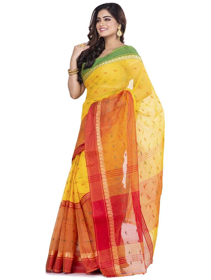 yellow cotton tant saree - 22056074 - Standard Image - 1