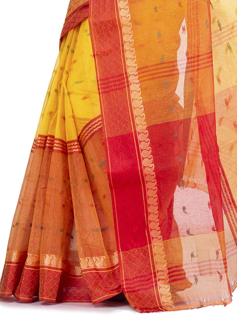 yellow cotton tant saree - 22056074 - Standard Image - 4
