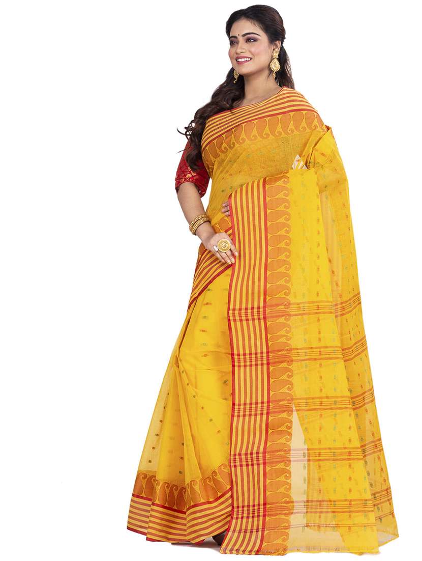 yellow cotton tant saree - 22056113 -  Standard Image - 1
