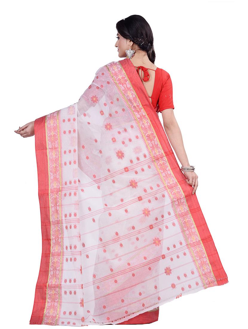 white cotton tant saree - 22056127 - Standard Image - 1