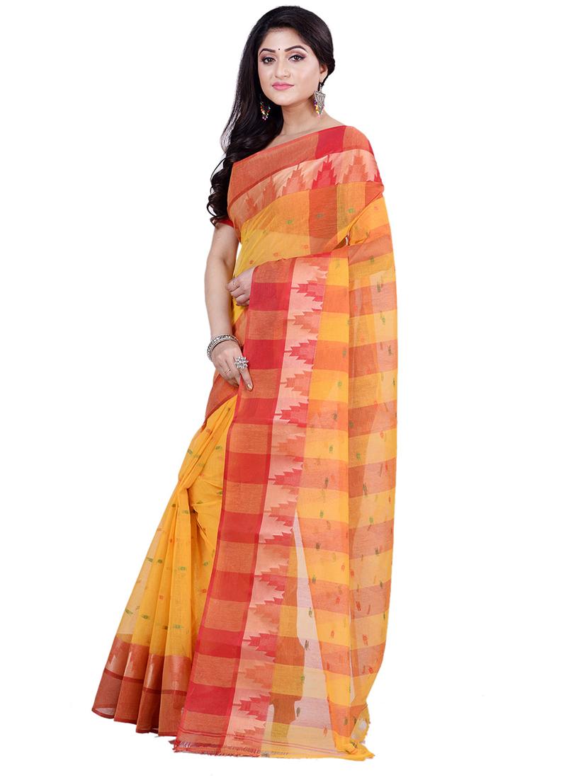 yellow cotton tant saree - 22056259 - Standard Image - 1