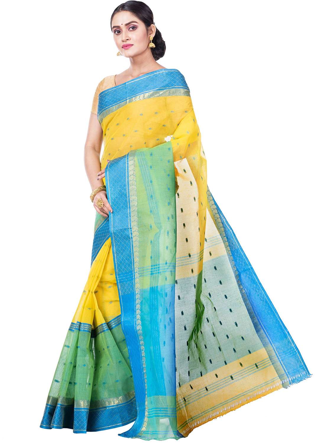 yellow cotton tant saree - 22056302 - Standard Image - 1