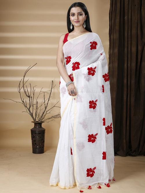 white cotton printed saree - 22056336 - Standard Image - 0