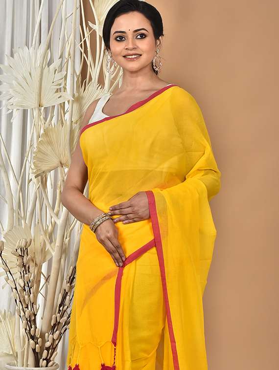 navy blue chiffon bordered saree - 22056655 -  Standard Image - 1