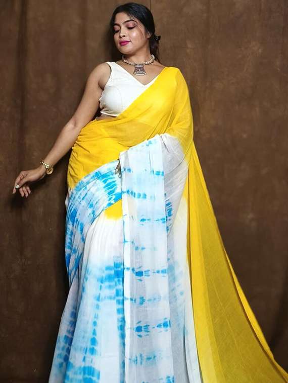 white cotton handloom saree - 22056795 - Standard Image - 1