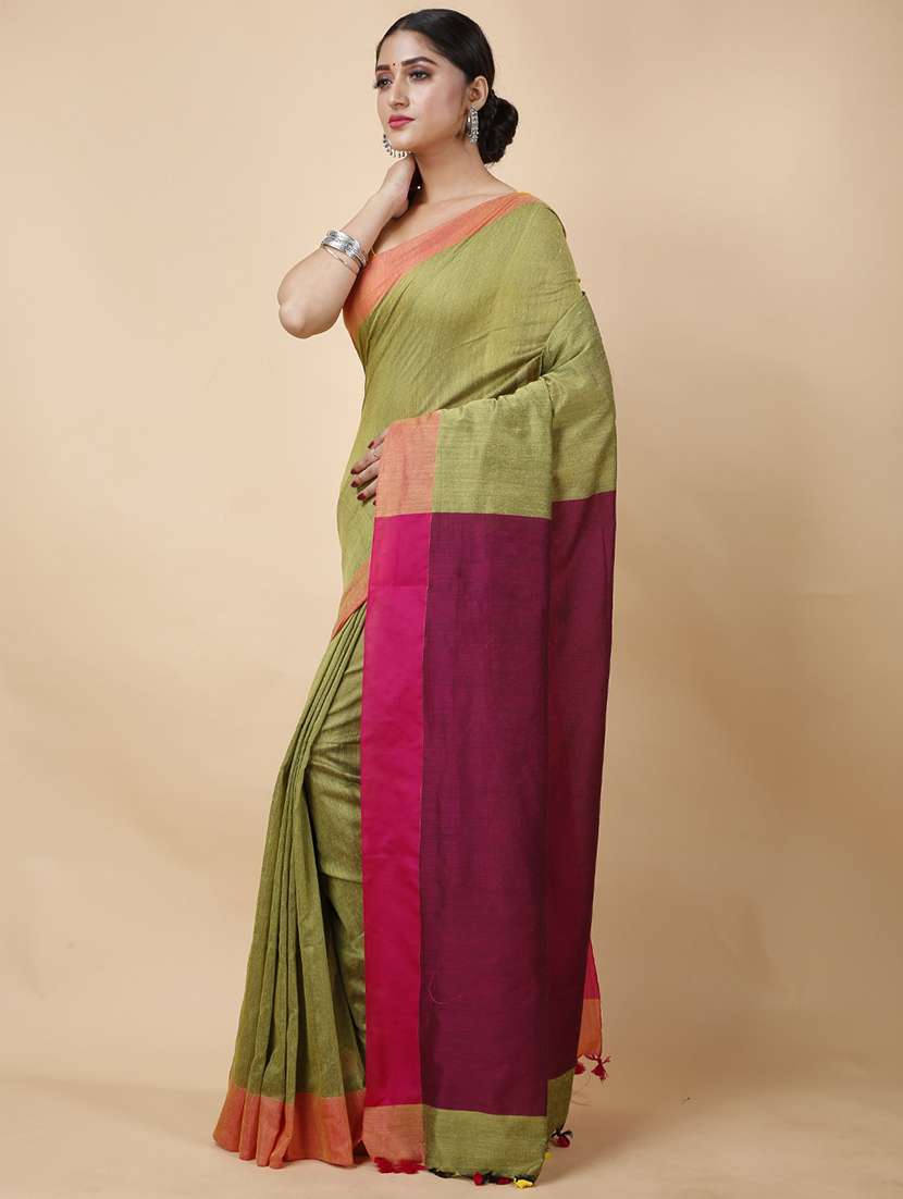 light blue cotton handloom saree - 22056830 - Standard Image - 1