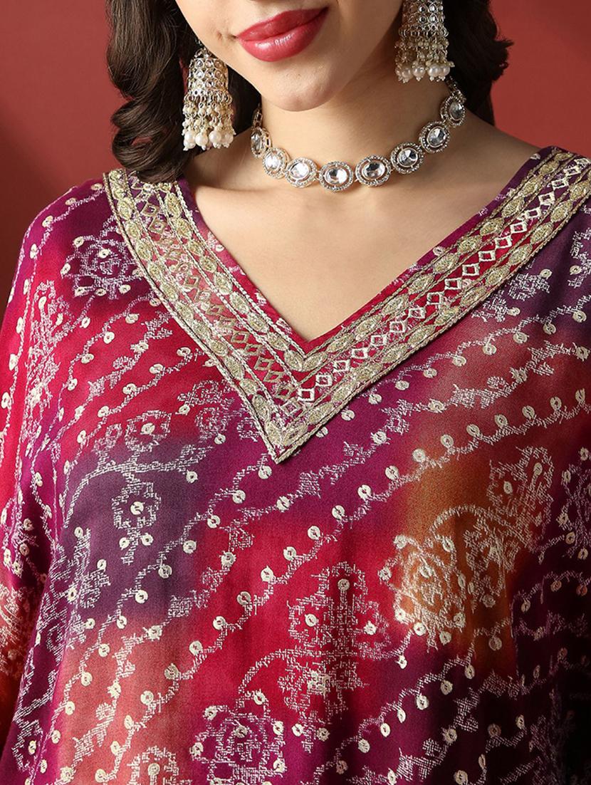 purple rayon kaftan kurta - 22056928 - Standard Image - 4