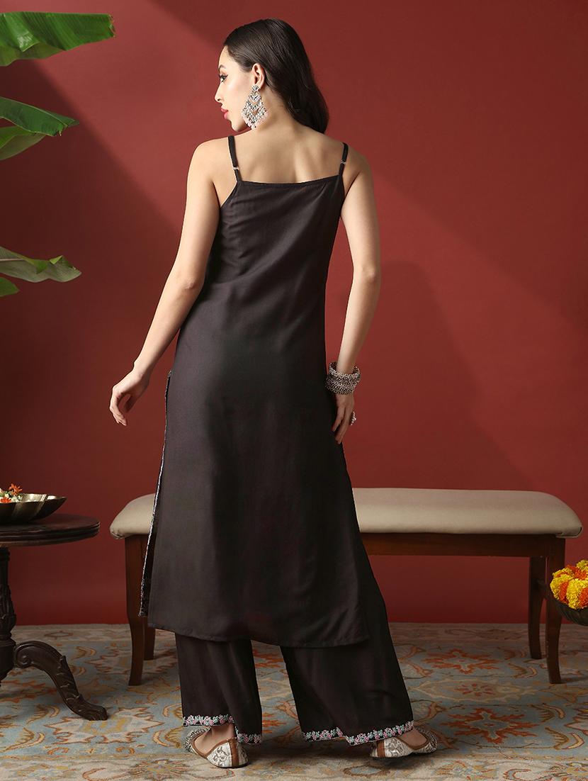 women embroidered shoulder strap kurta palazzo set - 22056933 - Standard Image - 1