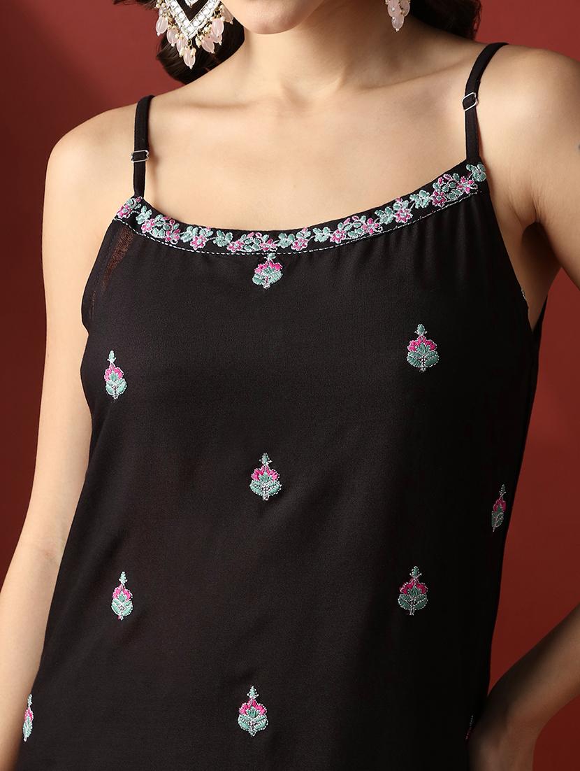 women embroidered shoulder strap kurta palazzo set - 22056933 - Standard Image - 4