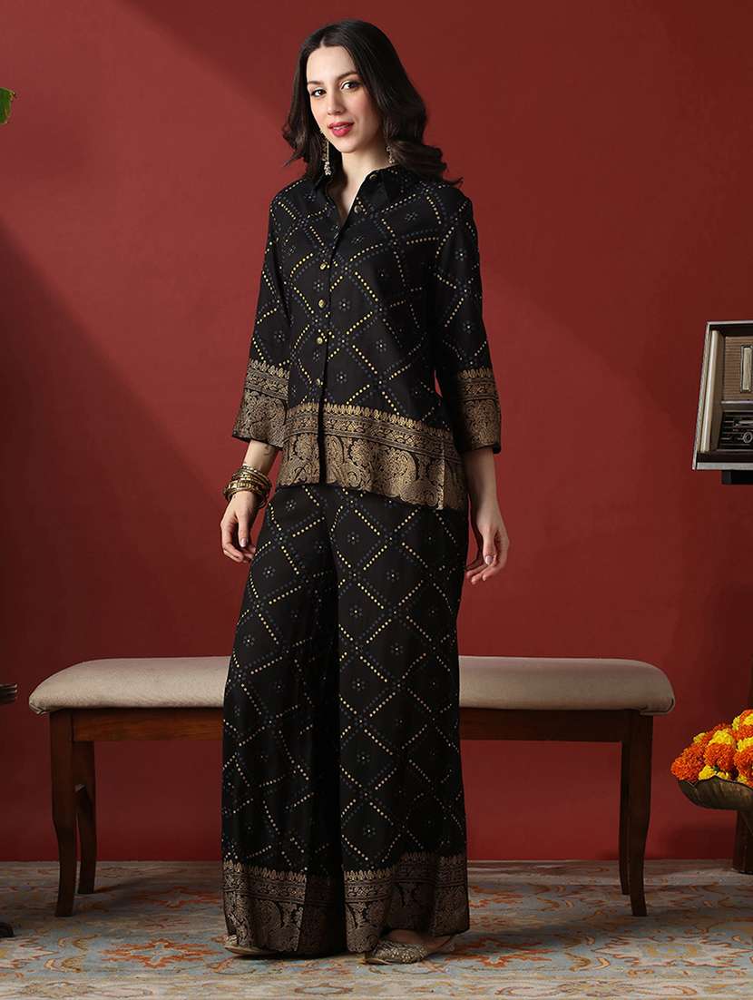 black rayon coord set - 22056945 - Standard Image - 1