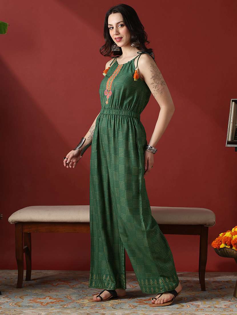 women printed shoulder strap jumpsuit - 22056951 - Standard Image - 1