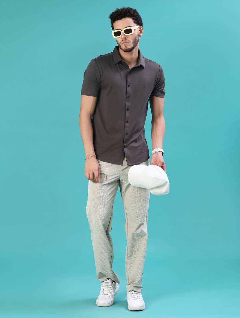 men solid short sleeve regular fit casual shirt - 22056962 -  Standard Image - 4