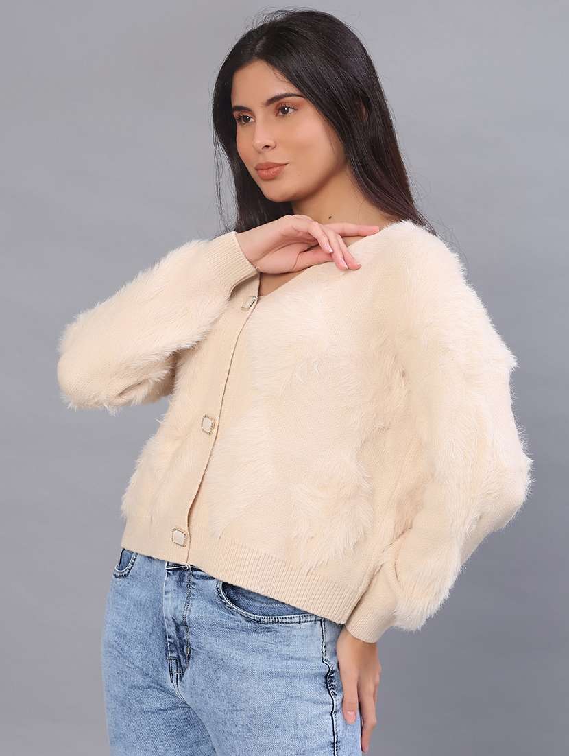 women self design long sleeve cardigan - 22057018 -  Standard Image - 1