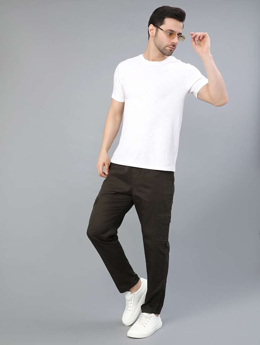 men solid mid rise cargo - 22057099 -  Standard Image - 4