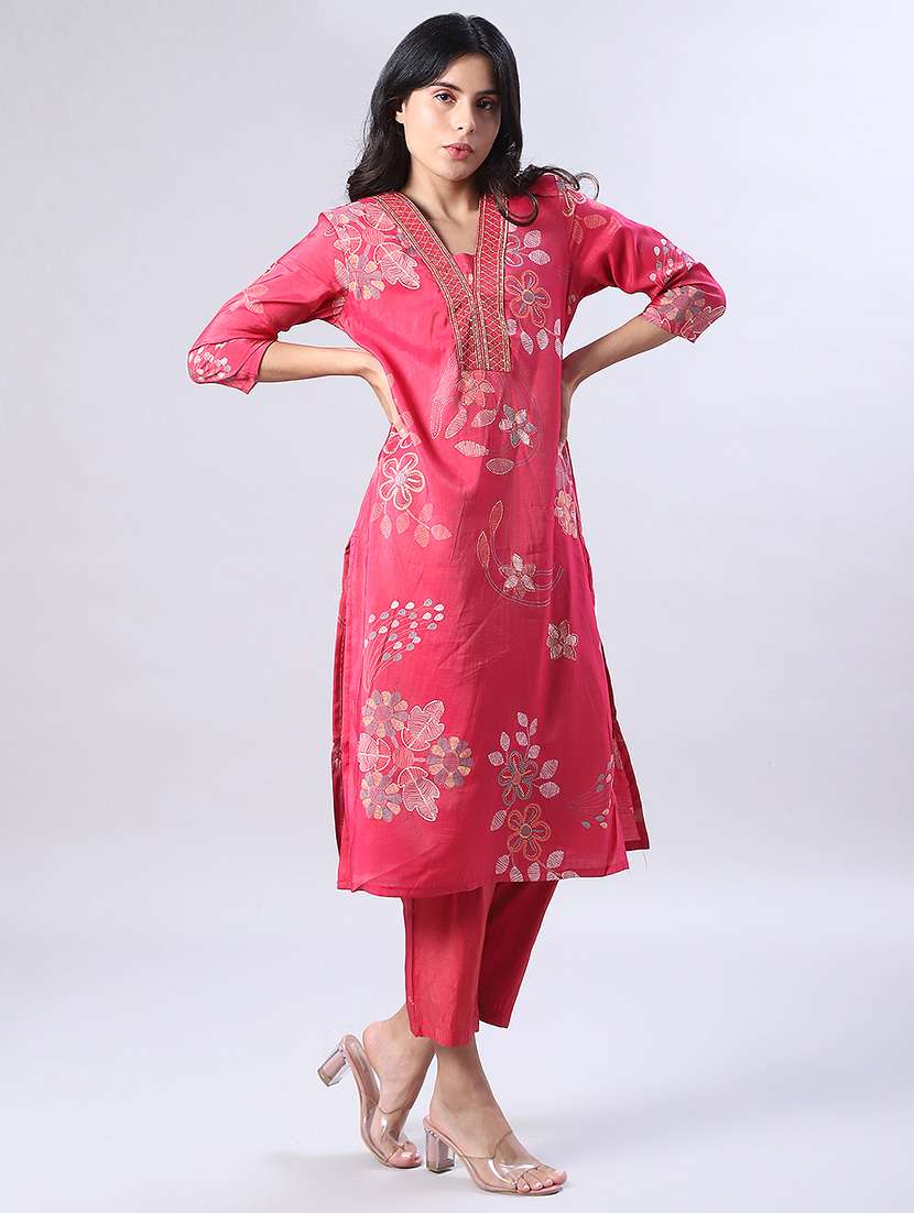 women embroidered kurta and pant set - 22057202 -  Standard Image - 1