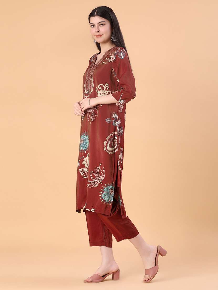women printed kurta and pant set - 22057203 -  Standard Image - 1