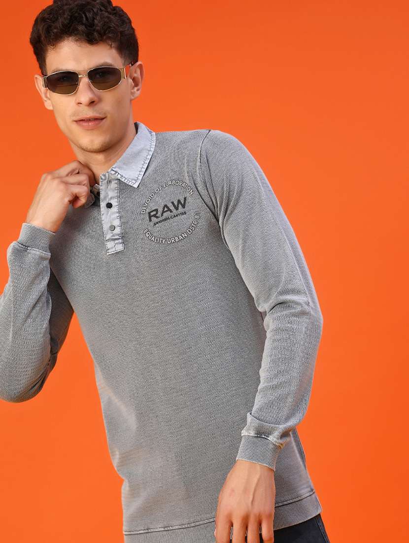 men solid long sleeve polo t-shirt