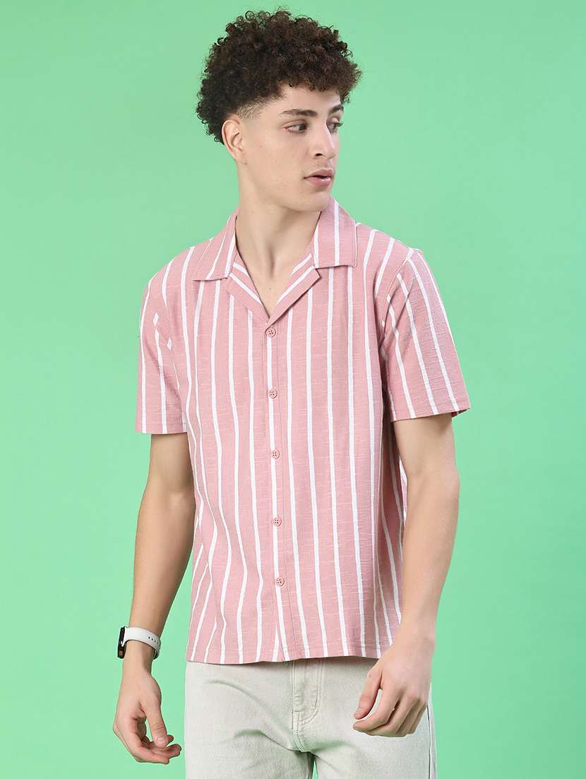 men striped short sleeve regular fit casual shirt - 22057359 -  Standard Image - 1