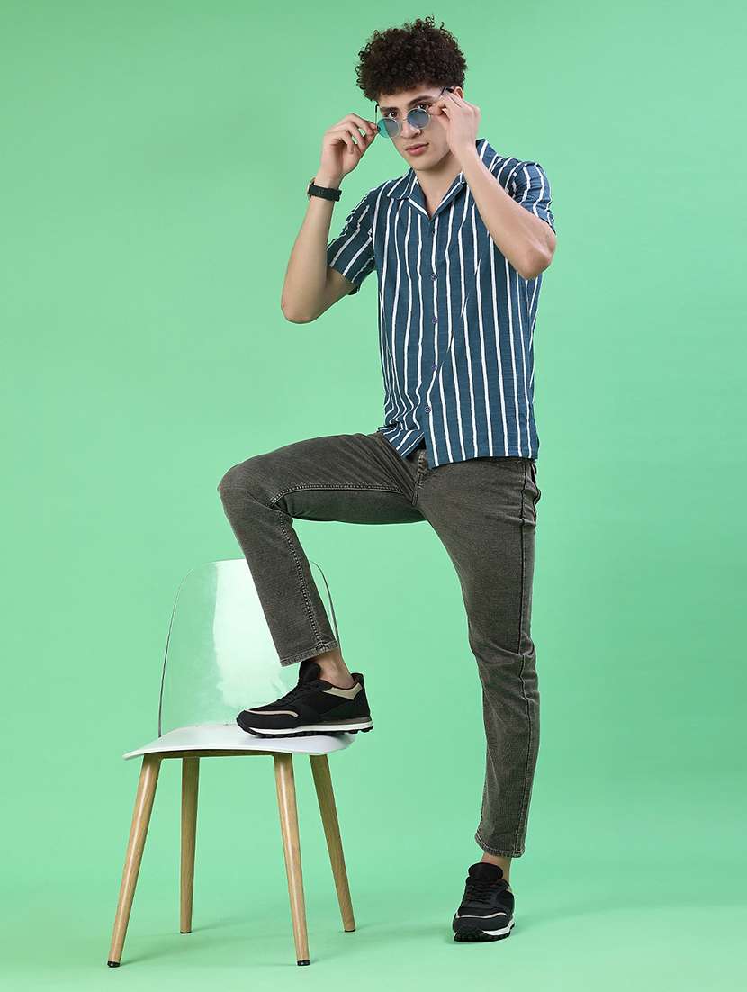 men striped short sleeve regular fit casual shirt - 22057360 -  Standard Image - 4