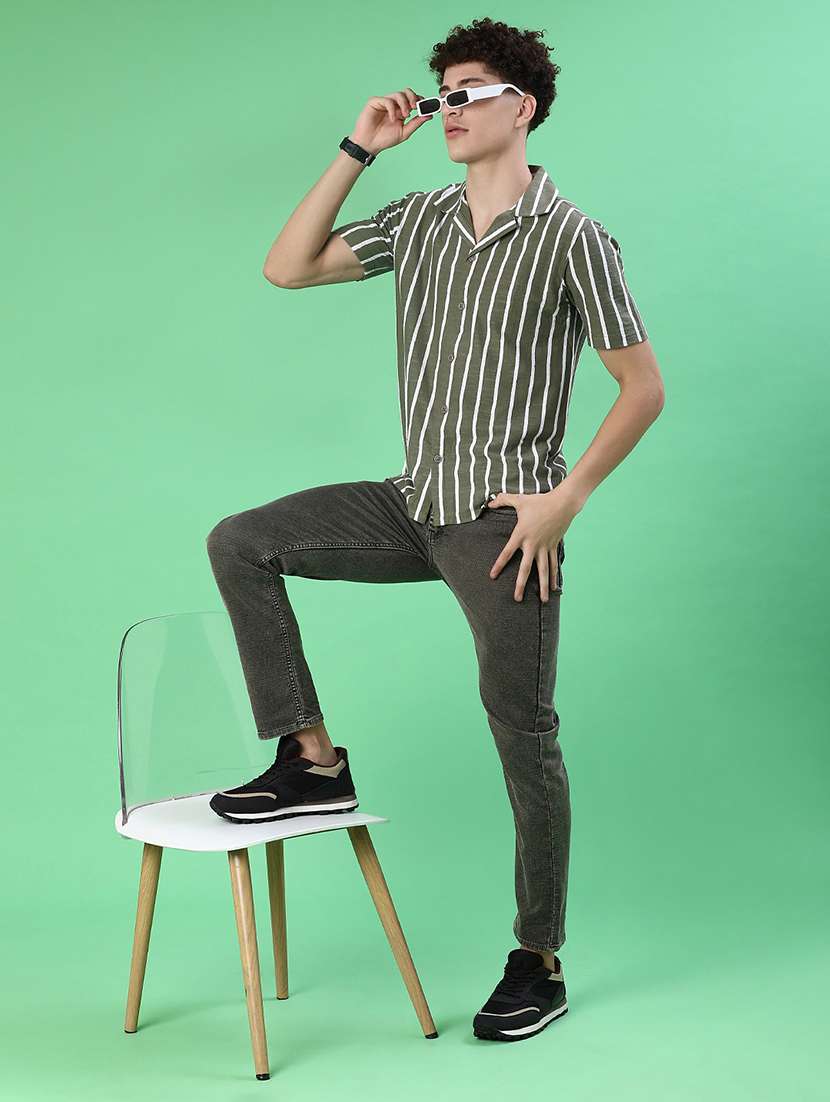 men striped short sleeve regular fit casual shirt - 22057362 -  Standard Image - 4