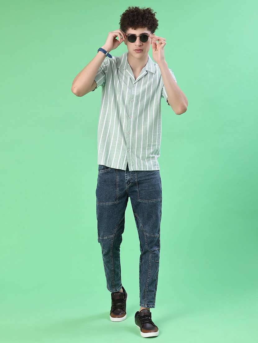 men striped short sleeve regular fit casual shirt - 22057364 -  Standard Image - 4