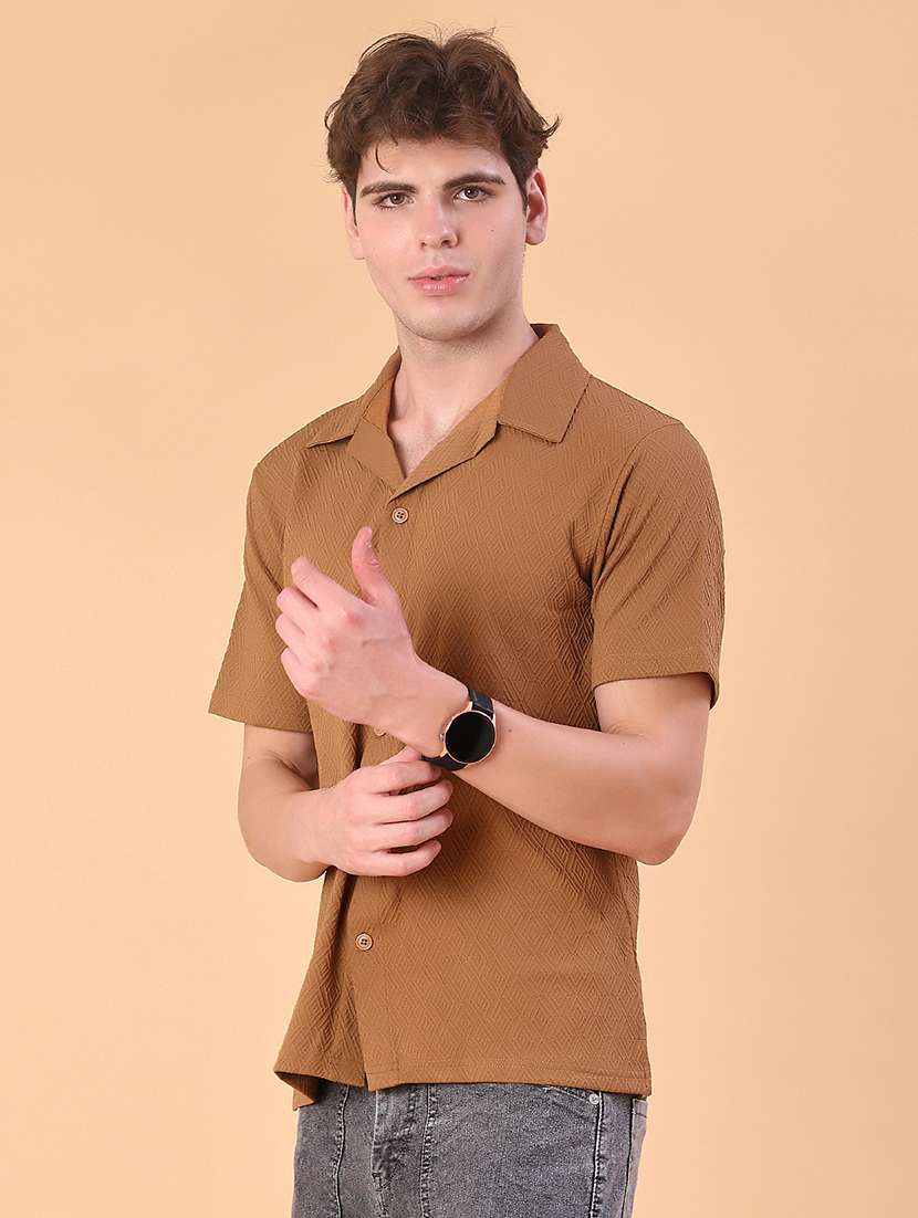 men self design short sleeve regular fit casual shirt - 22057373 -  Standard Image - 1