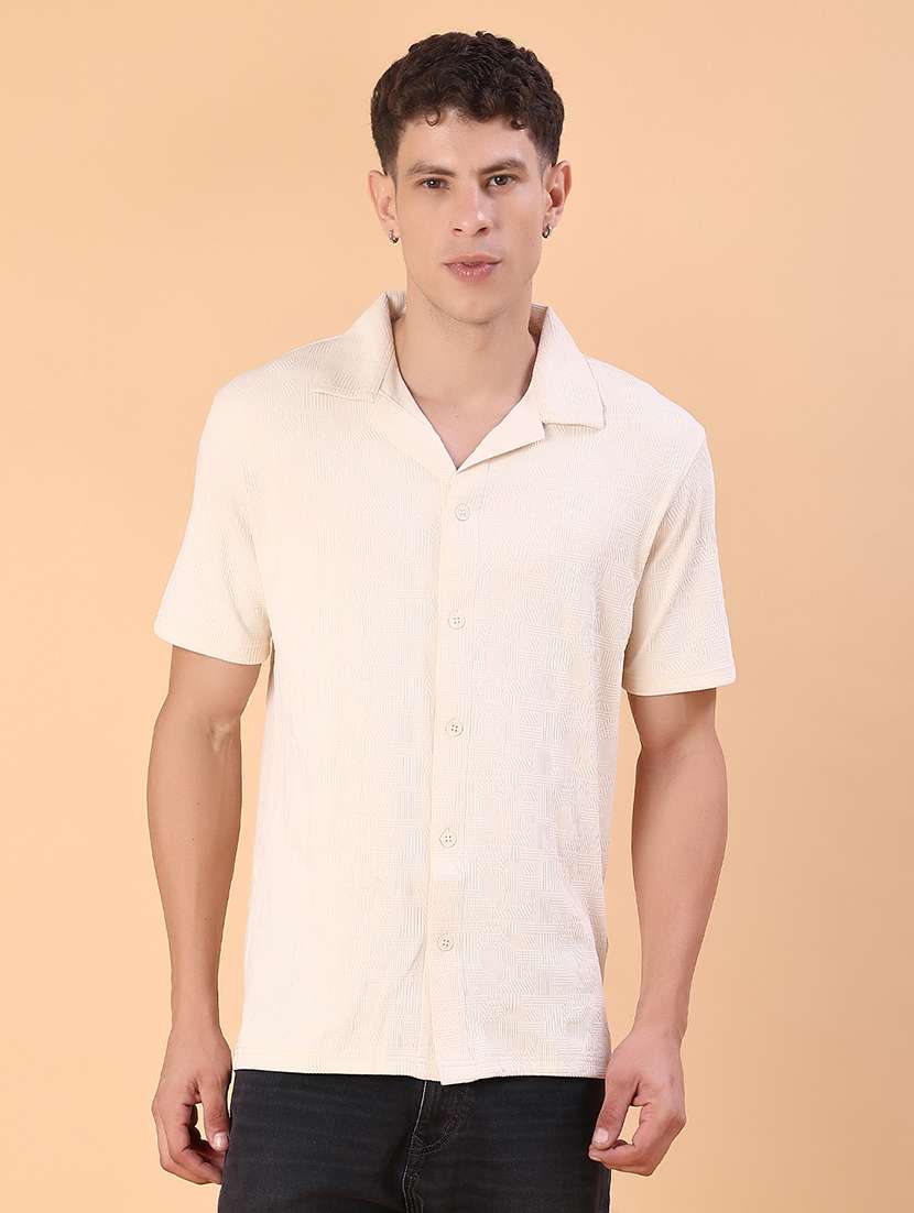 men self design short sleeve regular fit casual shirt - 22057378 -  Standard Image - 1