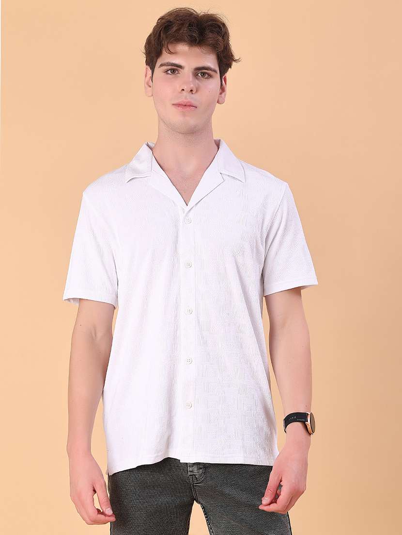 men self design short sleeve regular fit casual shirt - 22057381 -  Standard Image - 1