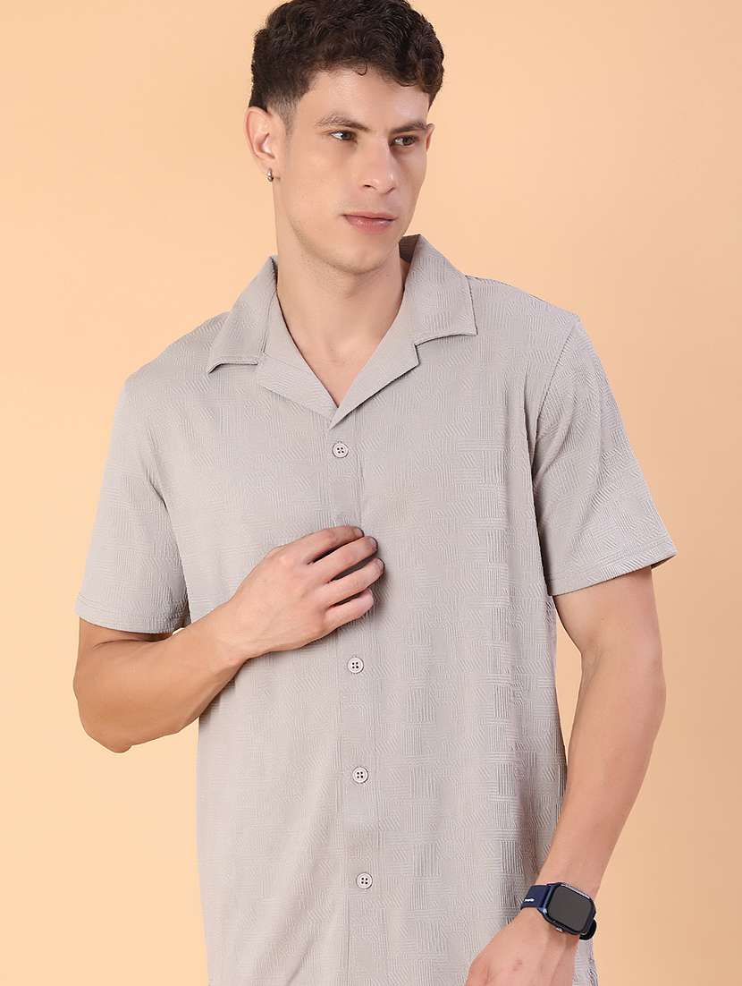 men self design short sleeve regular fit casual shirt - 22057382 -  Standard Image - 1