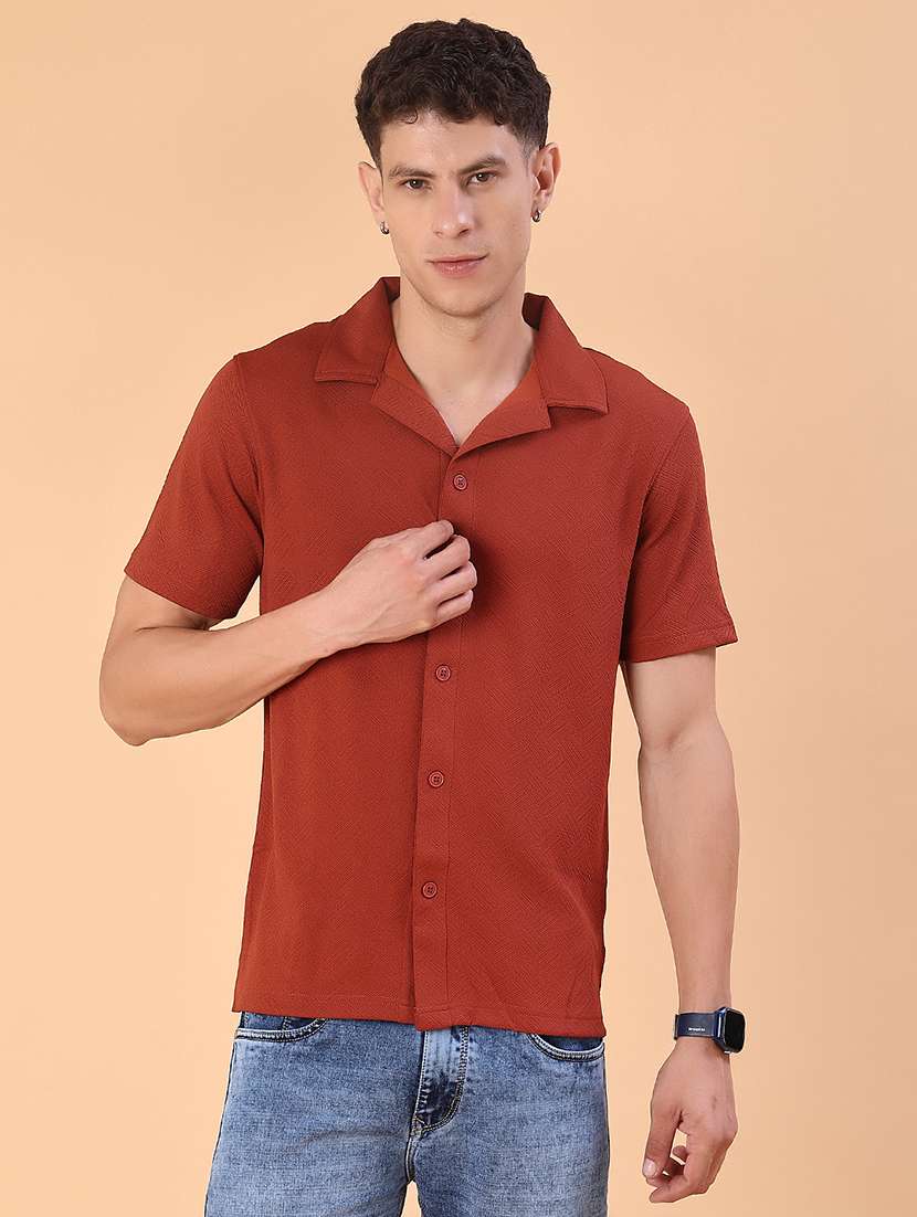 men self design short sleeve regular fit casual shirt - 22057383 -  Standard Image - 1