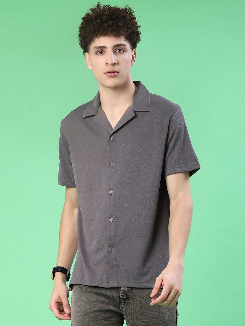 men solid short sleeve regular fit casual shirt - 22057385 -  Standard Image - 1