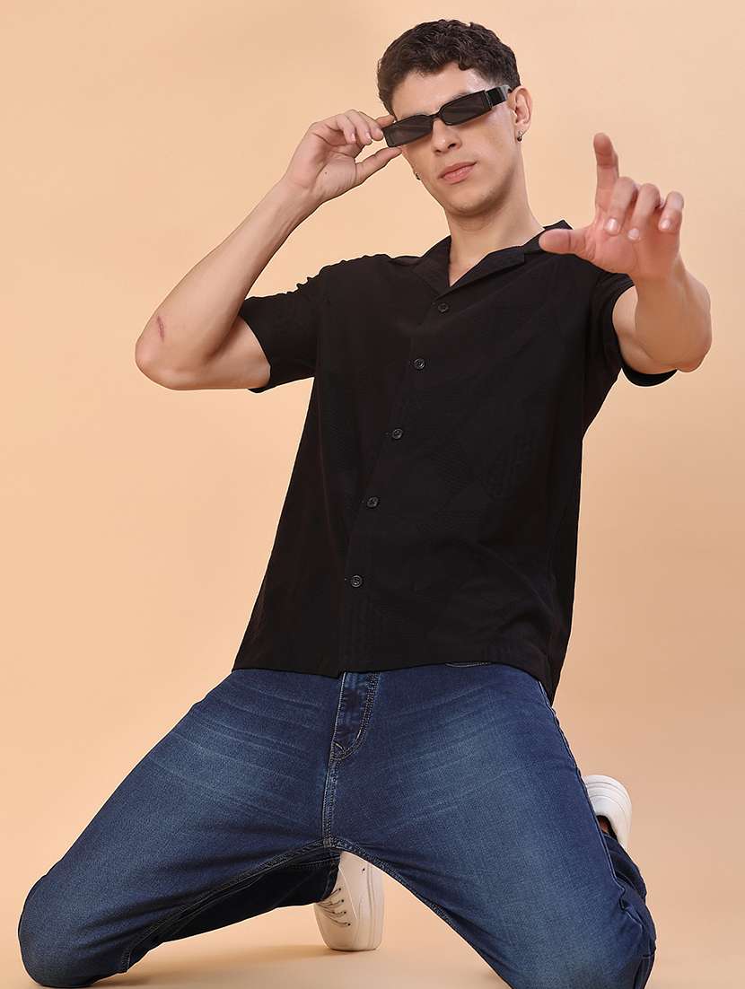 men self design short sleeve regular fit casual shirt - 22057389 -  Standard Image - 1