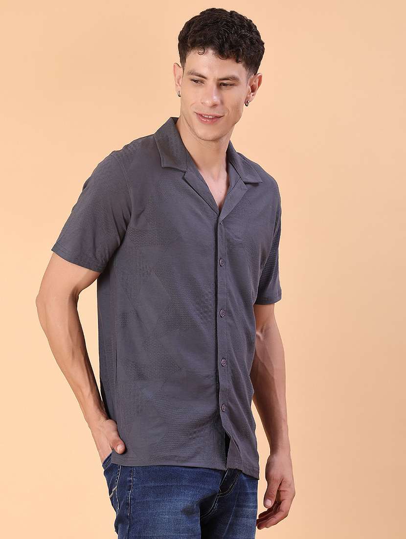 men self design short sleeve regular fit casual shirt - 22057394 -  Standard Image - 1