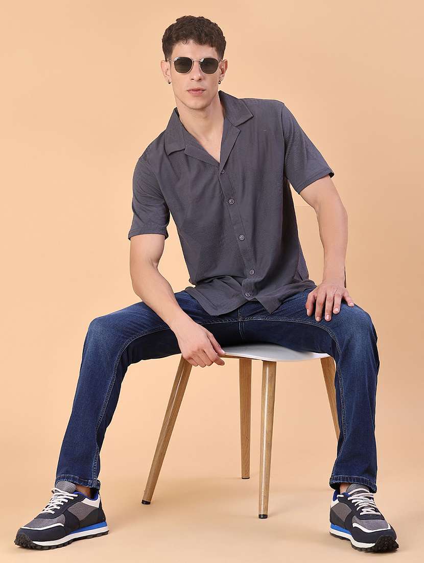 men self design short sleeve regular fit casual shirt - 22057394 -  Standard Image - 4