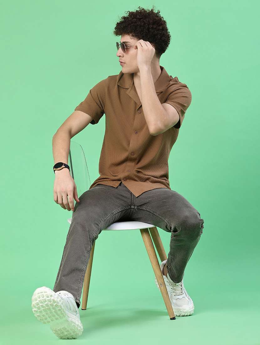 men solid short sleeve regular fit casual shirt - 22057395 -  Standard Image - 4