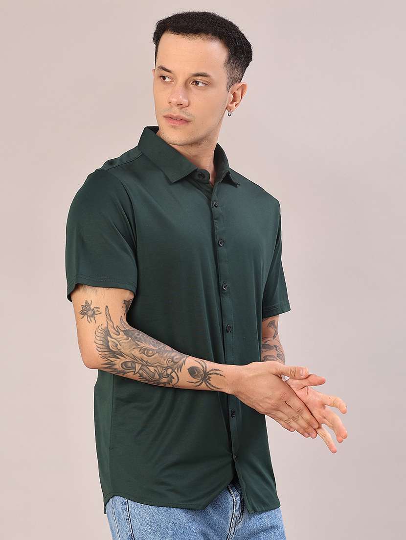 men solid short sleeve regular fit casual shirt - 22057425 -  Standard Image - 1