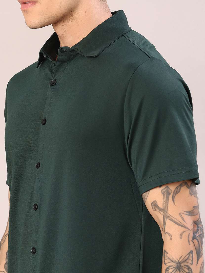 men solid short sleeve regular fit casual shirt - 22057425 -  Standard Image - 4