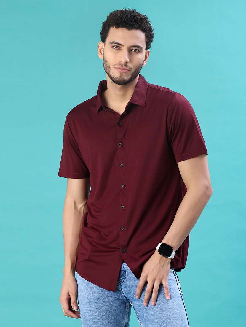 men solid short sleeve regular fit casual shirt - 22057427 -  Standard Image - 1