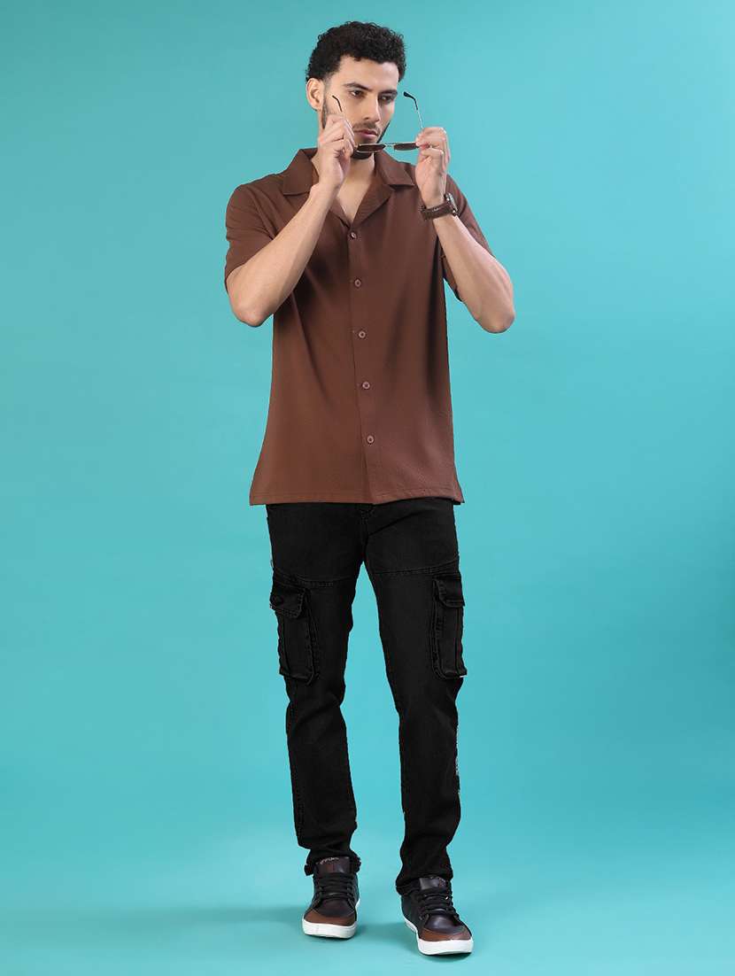 men solid short sleeve regular fit casual shirt - 22057428 -  Standard Image - 4