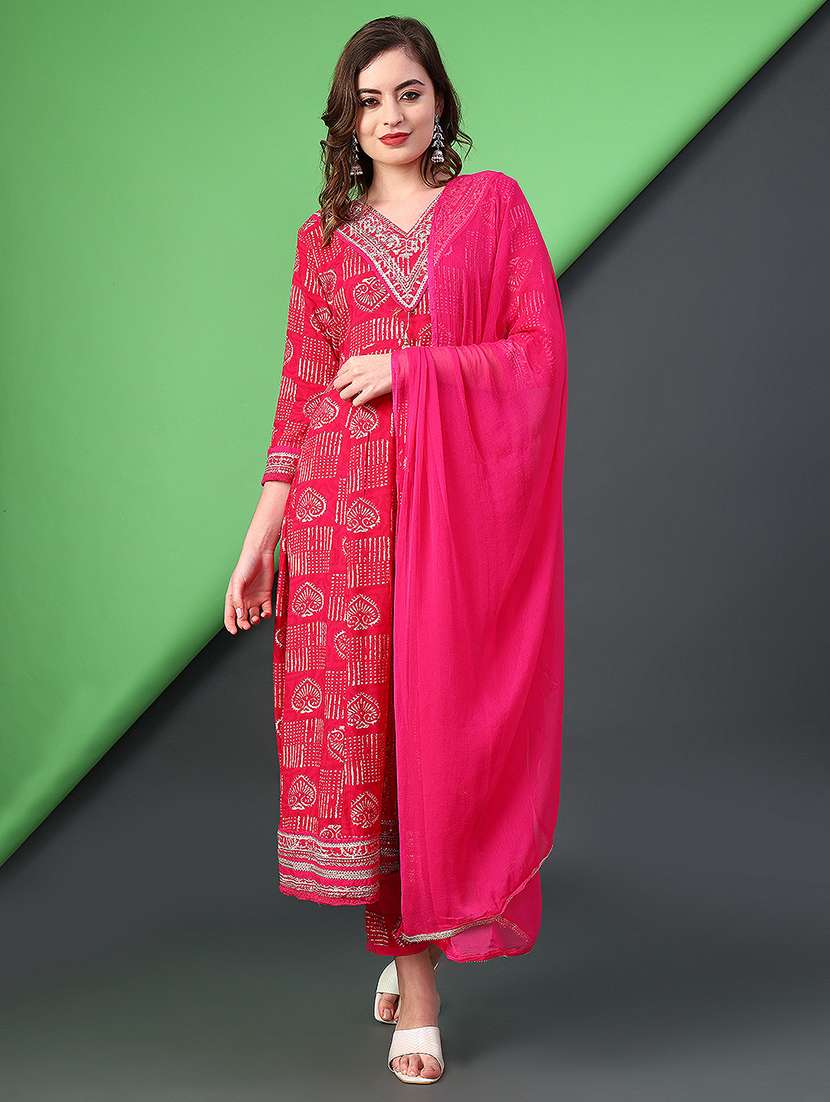 women printed kurta and pant set with dupatta - 22057488 -  Standard Image - 1