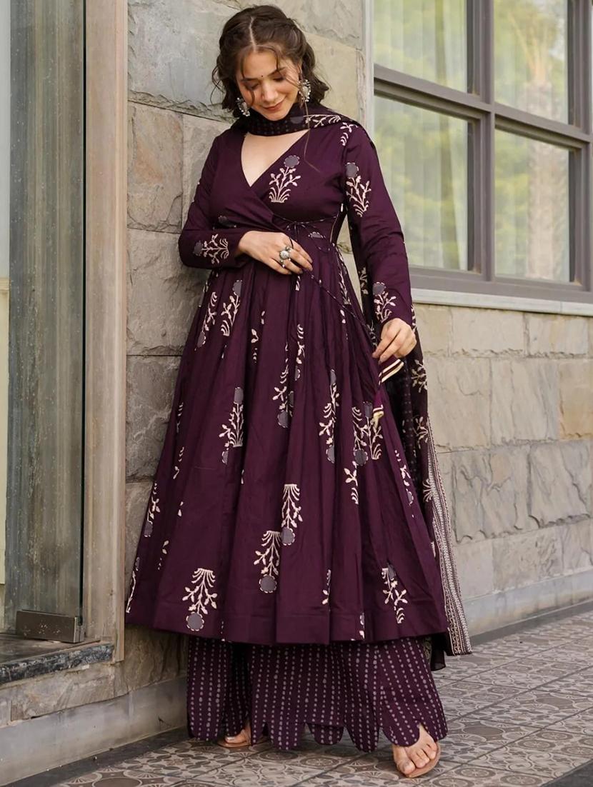 women printed long sleeve kurta palazzo with dupatta set - 22057678 - Standard Image - 1