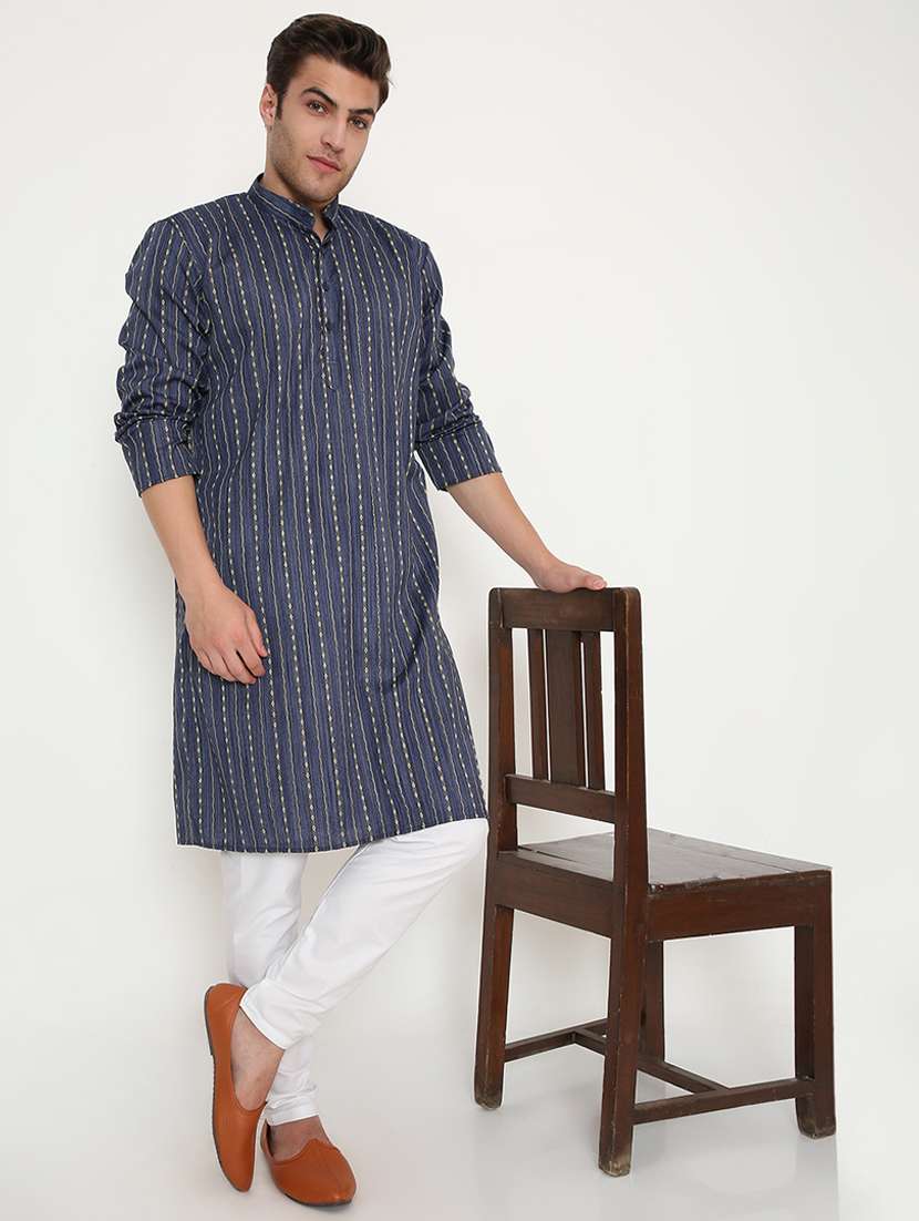men printed long sleeve kurta and pyjama set - 22057707 - Standard Image - 4