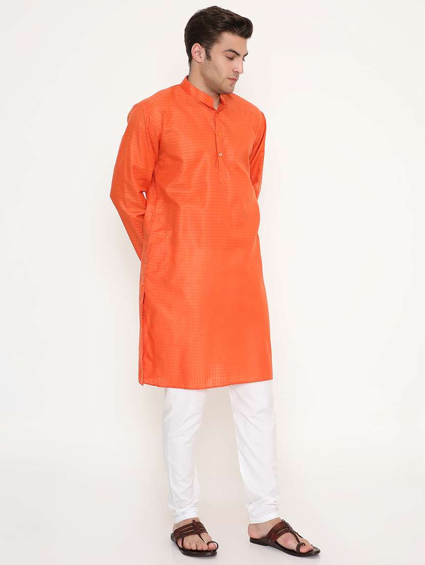 men solid long sleeve kurta and pyjama set - 22057709 - Standard Image - 1