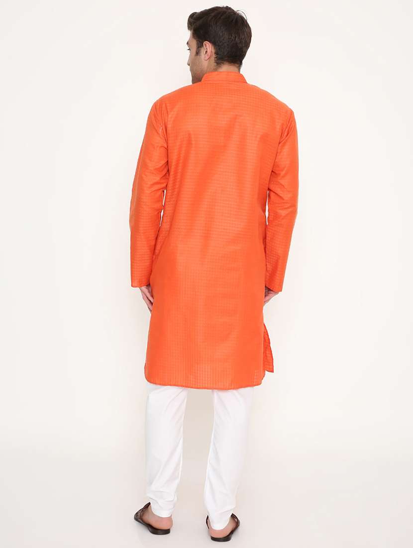 men solid long sleeve kurta and pyjama set - 22057709 - Standard Image - 4