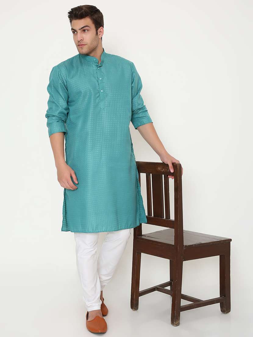 men self designed long sleeve kurta and pyjama set - 22057710 -  Standard Image - 1